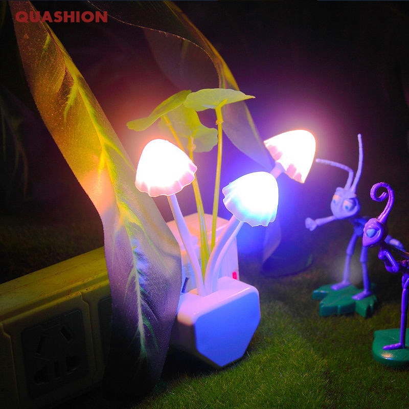 Novelty Night Light EU & US Plug Induction Dream Mushroom Fungus Luminaria Lamp 220V 3 LED Mushroom Lamp led night lights - Mobile Club