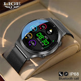 LIGE New Smart watch Men Heart rate Blood pressure Full touch screen sports Fitness watch Bluetooth for Android iOS smart watch - Mobile Club