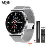 LIGE New Smart watch Men Heart rate Blood pressure Full touch screen sports Fitness watch Bluetooth for Android iOS smart watch - Mobile Club