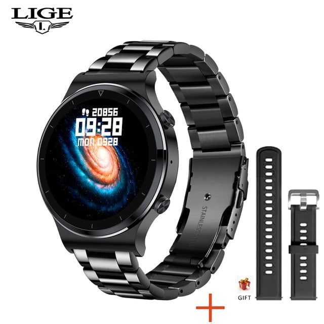 LIGE New Smart watch Men Heart rate Blood pressure Full touch screen sports Fitness watch Bluetooth for Android iOS smart watch - Mobile Club