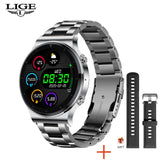 LIGE New Smart watch Men Heart rate Blood pressure Full touch screen sports Fitness watch Bluetooth for Android iOS smart watch - Mobile Club