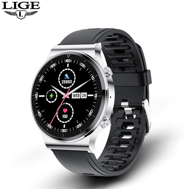 LIGE New Smart watch Men Heart rate Blood pressure Full touch screen sports Fitness watch Bluetooth for Android iOS smart watch - Mobile Club