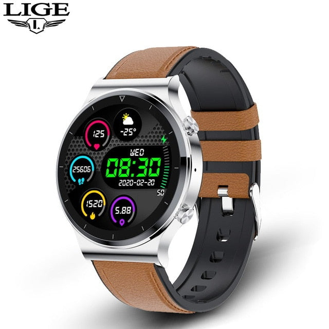 LIGE New Smart watch Men Heart rate Blood pressure Full touch screen sports Fitness watch Bluetooth for Android iOS smart watch - Mobile Club