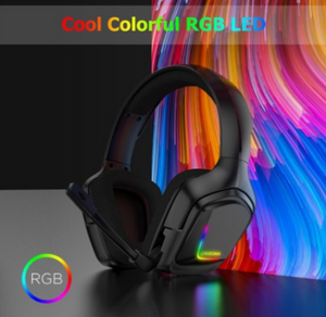 Fone De Ouvido Gamer Onikuma K20 Preto Com Luz Rgb